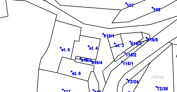 Parcela st. 4 v KÚ Tuchoměřice, Katastrální mapa