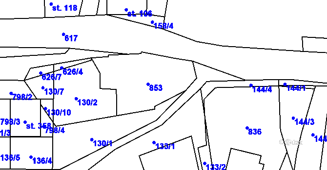 Parcela st. 12 v KÚ Tuchoměřice, Katastrální mapa
