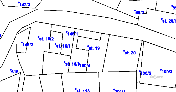 Parcela st. 19 v KÚ Tuchoměřice, Katastrální mapa