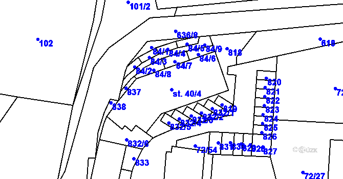 Parcela st. 40/4 v KÚ Tuchoměřice, Katastrální mapa