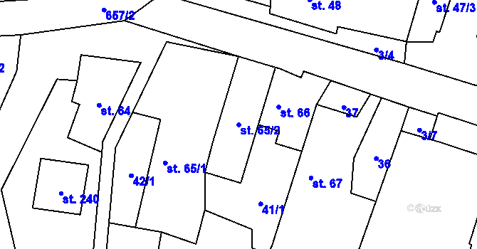 Parcela st. 65/2 v KÚ Tuchoměřice, Katastrální mapa
