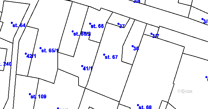 Parcela st. 67 v KÚ Tuchoměřice, Katastrální mapa