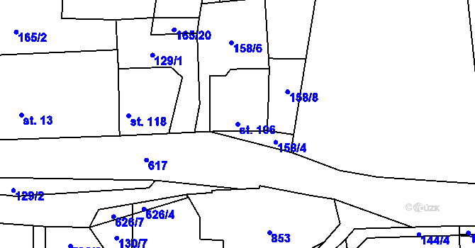 Parcela st. 106 v KÚ Tuchoměřice, Katastrální mapa