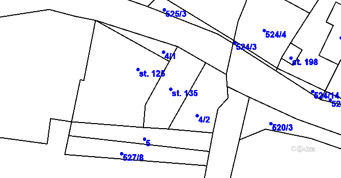 Parcela st. 135 v KÚ Tuchoměřice, Katastrální mapa