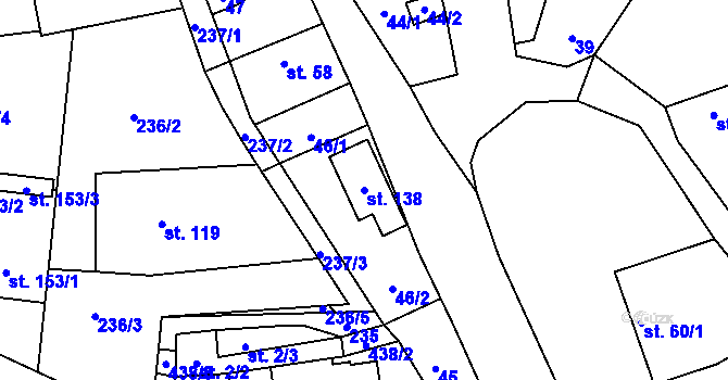 Parcela st. 138 v KÚ Tuchoměřice, Katastrální mapa