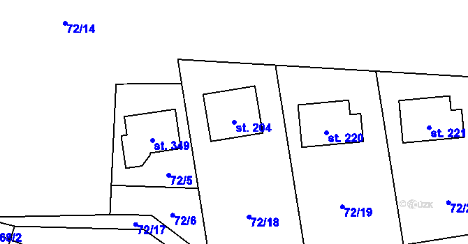 Parcela st. 204 v KÚ Tuchoměřice, Katastrální mapa