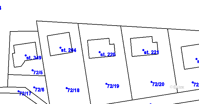 Parcela st. 220 v KÚ Tuchoměřice, Katastrální mapa