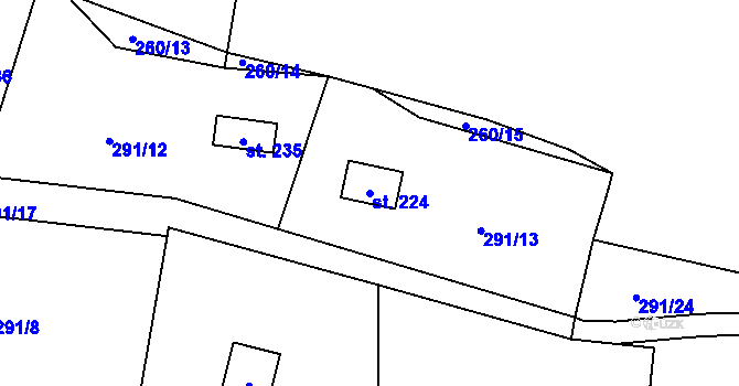 Parcela st. 224 v KÚ Tuchoměřice, Katastrální mapa
