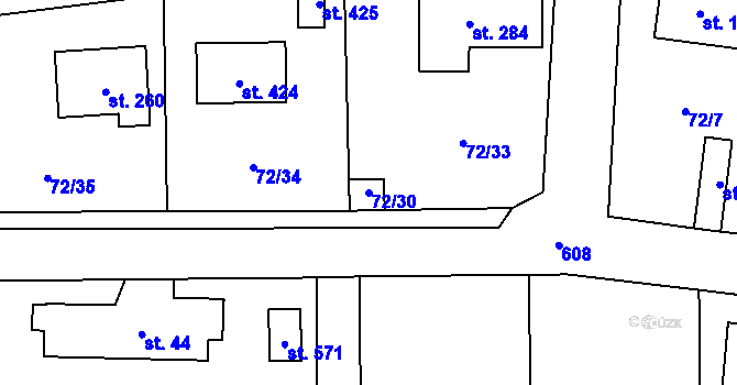 Parcela st. 72/30 v KÚ Tuchoměřice, Katastrální mapa