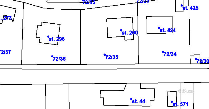 Parcela st. 72/35 v KÚ Tuchoměřice, Katastrální mapa