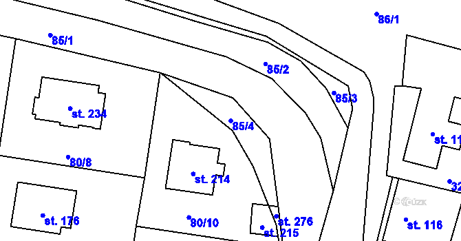 Parcela st. 85/4 v KÚ Tuchoměřice, Katastrální mapa