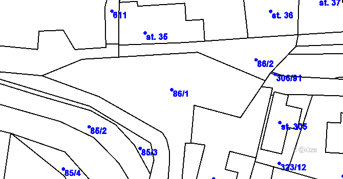 Parcela st. 86/1 v KÚ Tuchoměřice, Katastrální mapa