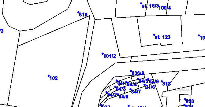 Parcela st. 101/2 v KÚ Tuchoměřice, Katastrální mapa