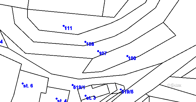 Parcela st. 107 v KÚ Tuchoměřice, Katastrální mapa