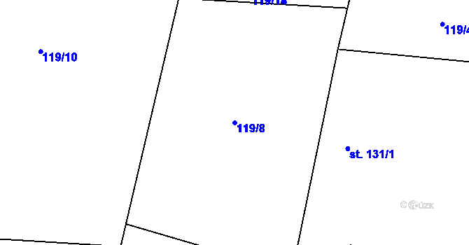Parcela st. 119/8 v KÚ Tuchoměřice, Katastrální mapa