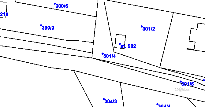 Parcela st. 301/4 v KÚ Tuchoměřice, Katastrální mapa
