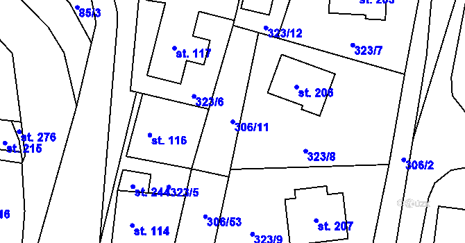 Parcela st. 306/11 v KÚ Tuchoměřice, Katastrální mapa