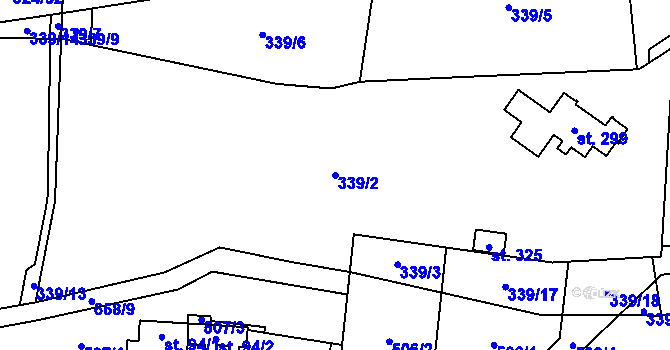 Parcela st. 339/2 v KÚ Tuchoměřice, Katastrální mapa