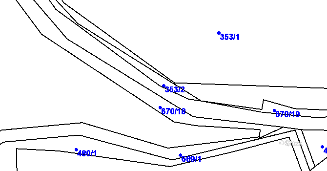 Parcela st. 353/2 v KÚ Tuchoměřice, Katastrální mapa