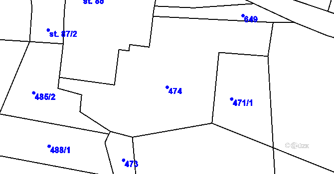 Parcela st. 474 v KÚ Tuchoměřice, Katastrální mapa