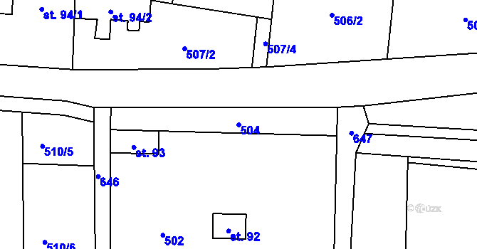 Parcela st. 504 v KÚ Tuchoměřice, Katastrální mapa