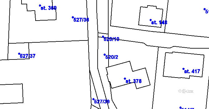 Parcela st. 520/2 v KÚ Tuchoměřice, Katastrální mapa