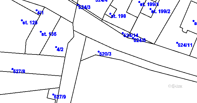 Parcela st. 520/3 v KÚ Tuchoměřice, Katastrální mapa