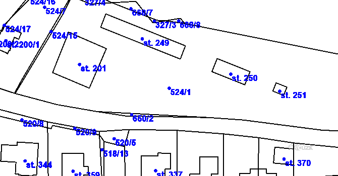 Parcela st. 524/1 v KÚ Tuchoměřice, Katastrální mapa