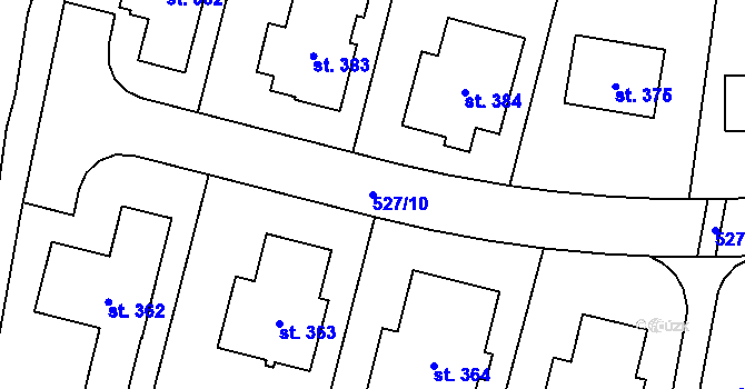 Parcela st. 527/10 v KÚ Tuchoměřice, Katastrální mapa