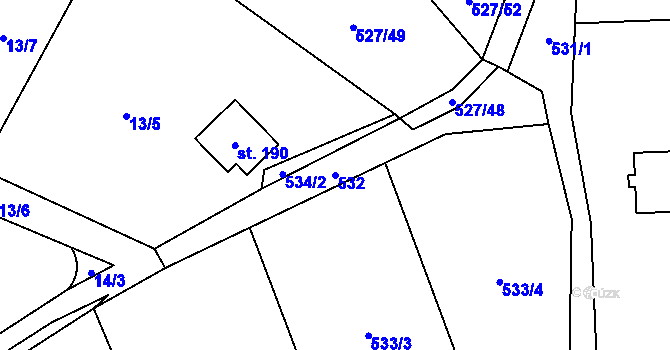 Parcela st. 532 v KÚ Tuchoměřice, Katastrální mapa