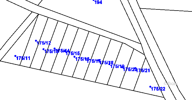 Parcela st. 175/18 v KÚ Tuchoměřice, Katastrální mapa
