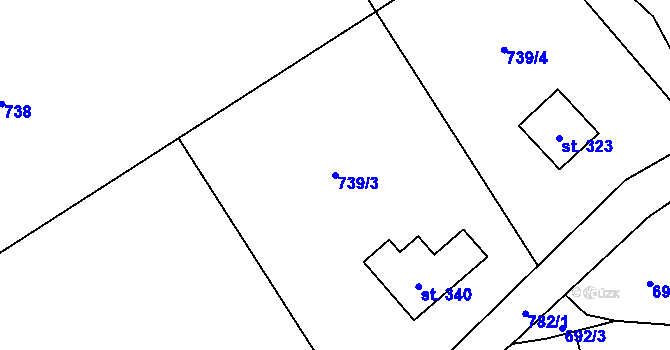 Parcela st. 739/3 v KÚ Tuchoměřice, Katastrální mapa