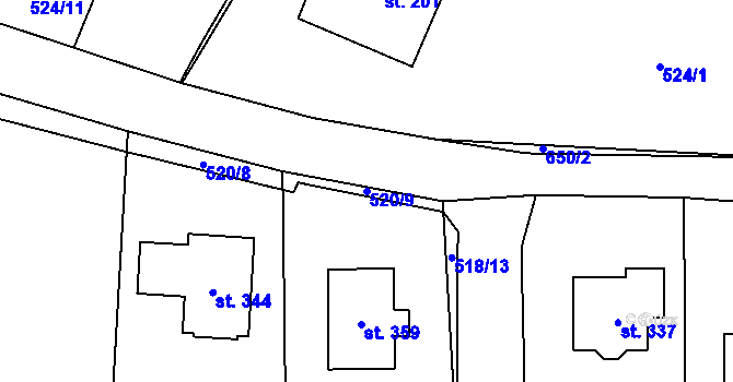 Parcela st. 520/9 v KÚ Tuchoměřice, Katastrální mapa