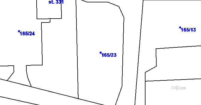 Parcela st. 165/23 v KÚ Tuchoměřice, Katastrální mapa