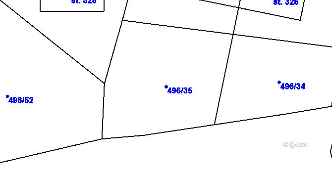Parcela st. 496/35 v KÚ Tuchoměřice, Katastrální mapa