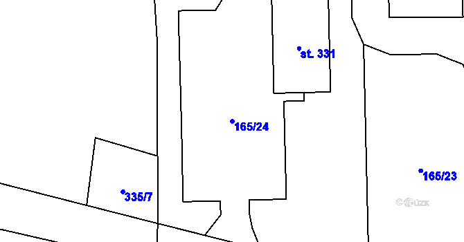 Parcela st. 165/24 v KÚ Tuchoměřice, Katastrální mapa