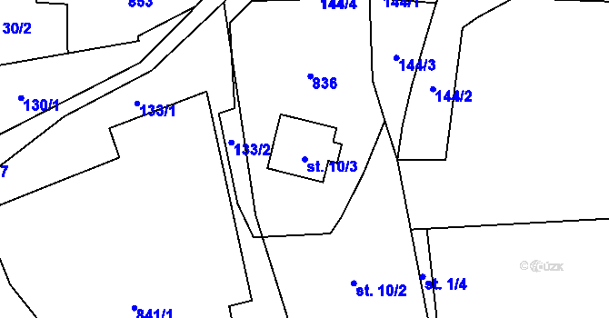 Parcela st. 10/3 v KÚ Tuchoměřice, Katastrální mapa