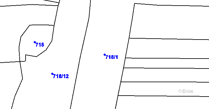 Parcela st. 718/1 v KÚ Tuchoměřice, Katastrální mapa