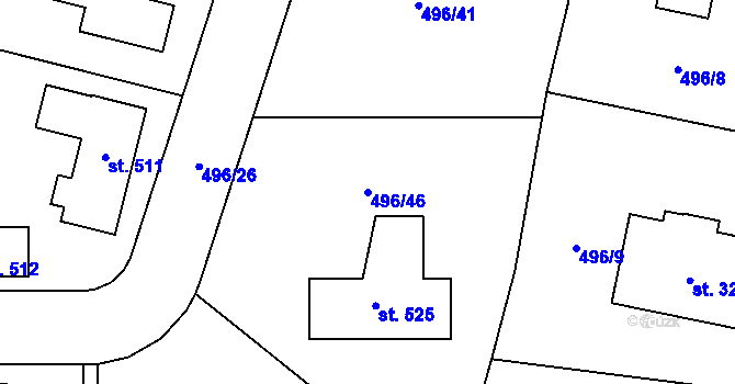 Parcela st. 496/46 v KÚ Tuchoměřice, Katastrální mapa