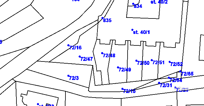 Parcela st. 72/48 v KÚ Tuchoměřice, Katastrální mapa
