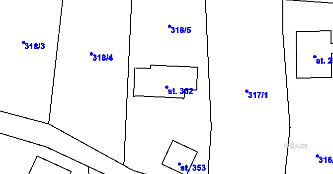 Parcela st. 352 v KÚ Tuchoměřice, Katastrální mapa