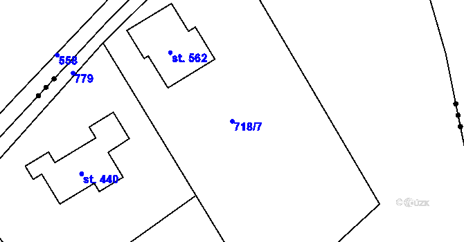 Parcela st. 718/7 v KÚ Tuchoměřice, Katastrální mapa