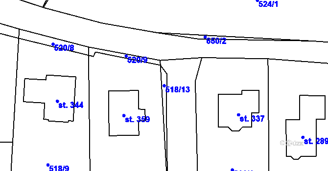 Parcela st. 518/13 v KÚ Tuchoměřice, Katastrální mapa
