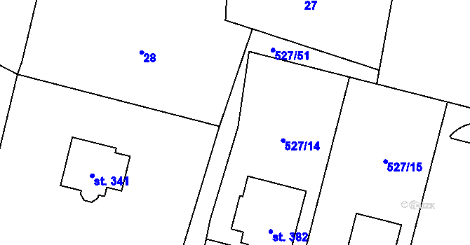 Parcela st. 527/50 v KÚ Tuchoměřice, Katastrální mapa