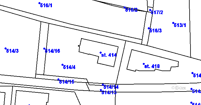 Parcela st. 414 v KÚ Tuchoměřice, Katastrální mapa
