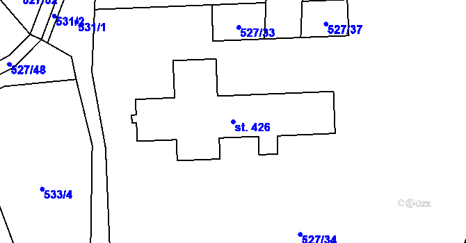 Parcela st. 426 v KÚ Tuchoměřice, Katastrální mapa