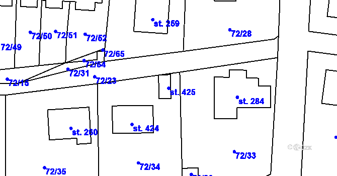 Parcela st. 425 v KÚ Tuchoměřice, Katastrální mapa
