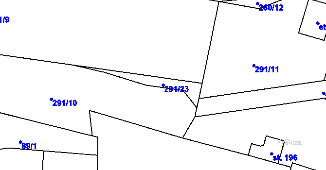 Parcela st. 291/23 v KÚ Tuchoměřice, Katastrální mapa