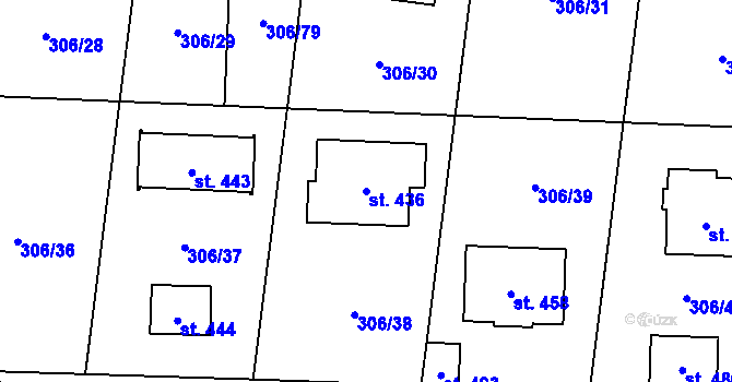Parcela st. 436 v KÚ Tuchoměřice, Katastrální mapa