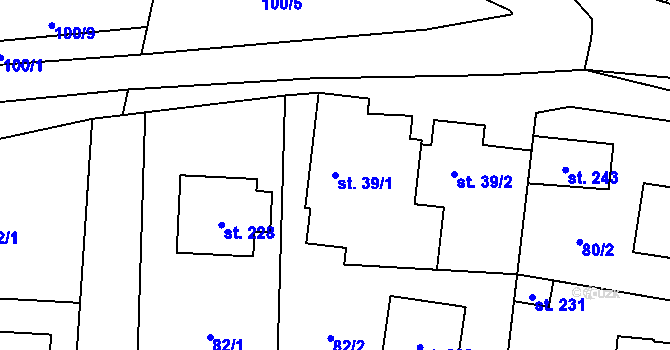 Parcela st. 39/1 v KÚ Tuchoměřice, Katastrální mapa